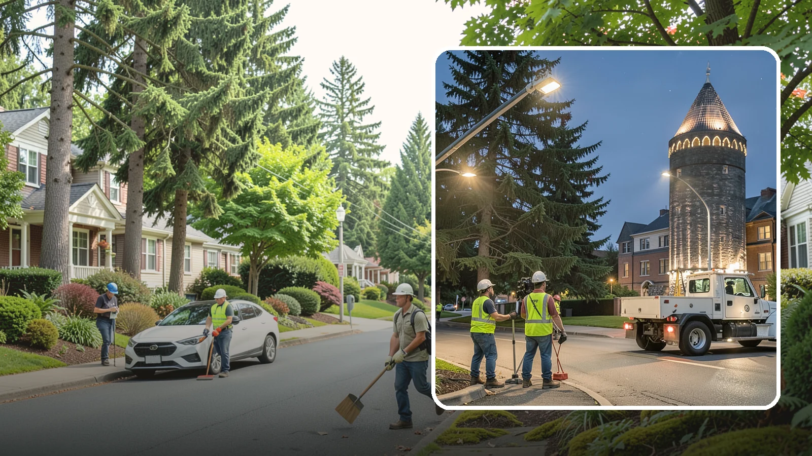 Accent Lighting in Beaux Arts Village, King County, WA - Feature lighting that highlights municipal landmarks, monuments, and architectural elements.