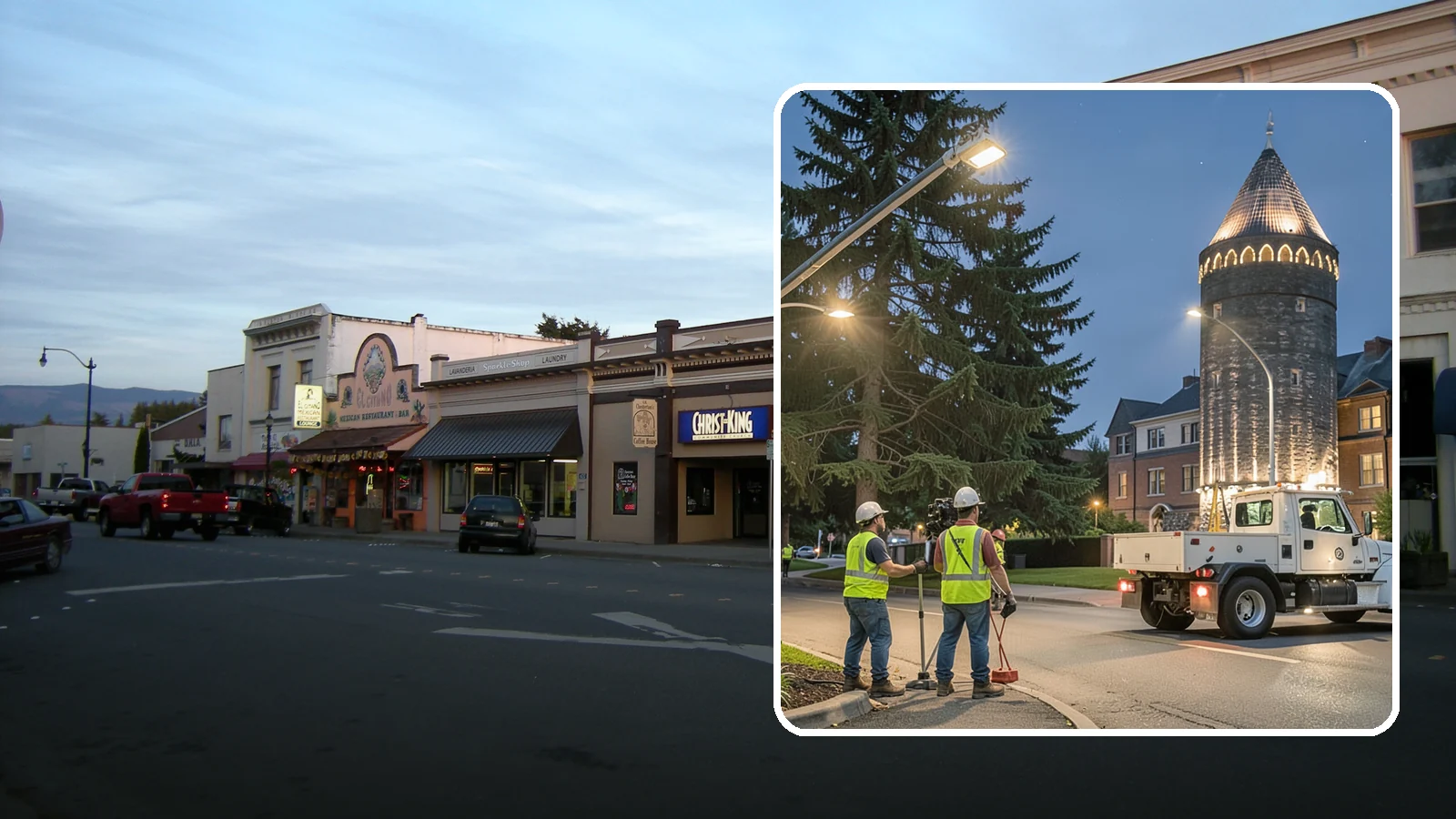 Accent Lighting in Burlington, Skagit County, WA - Feature lighting that highlights municipal landmarks, monuments, and architectural elements.