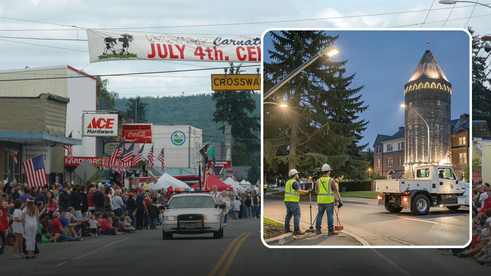 Accent Lighting in Carnation, King County, WA - Feature lighting that highlights municipal landmarks, monuments, and architectural elements.