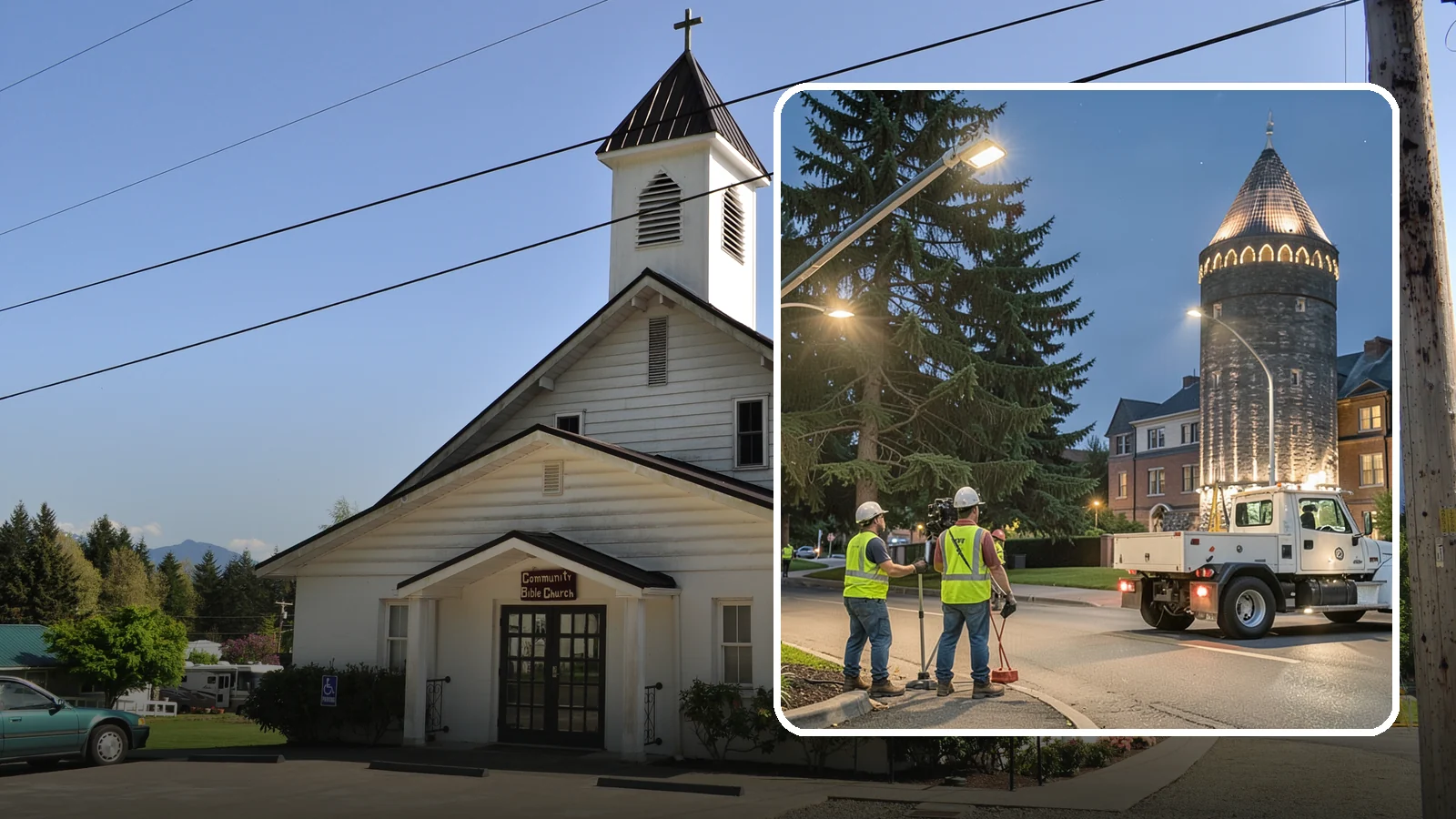 Accent Lighting in Concrete, Skagit County, WA - Feature lighting that highlights municipal landmarks, monuments, and architectural elements.