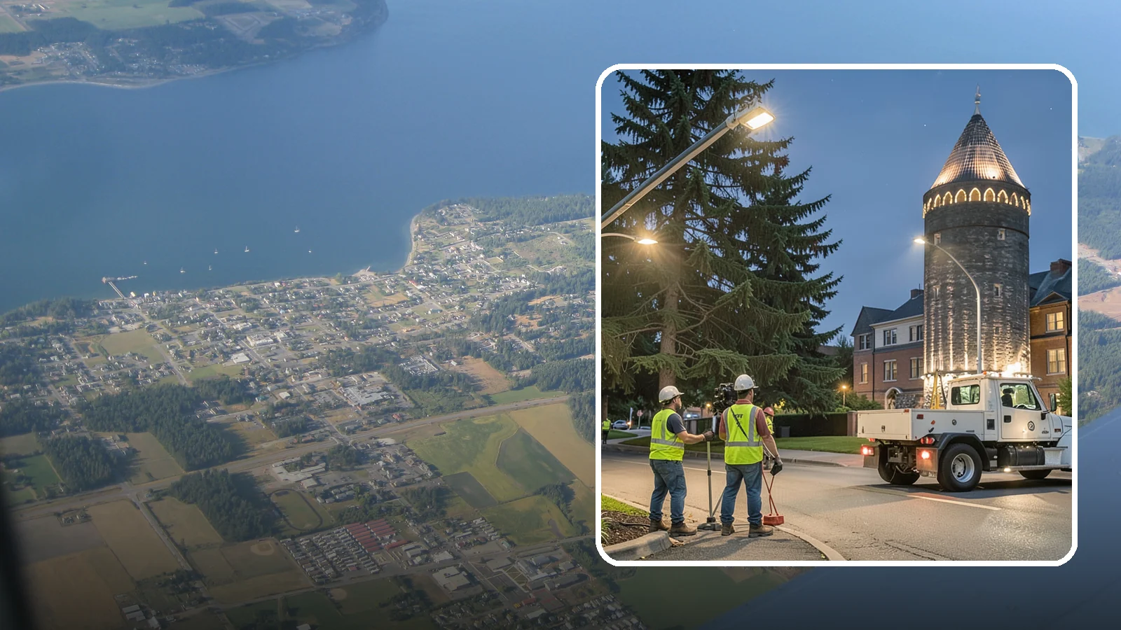 Accent Lighting in Coupeville, Island County, WA - Feature lighting that highlights municipal landmarks, monuments, and architectural elements.