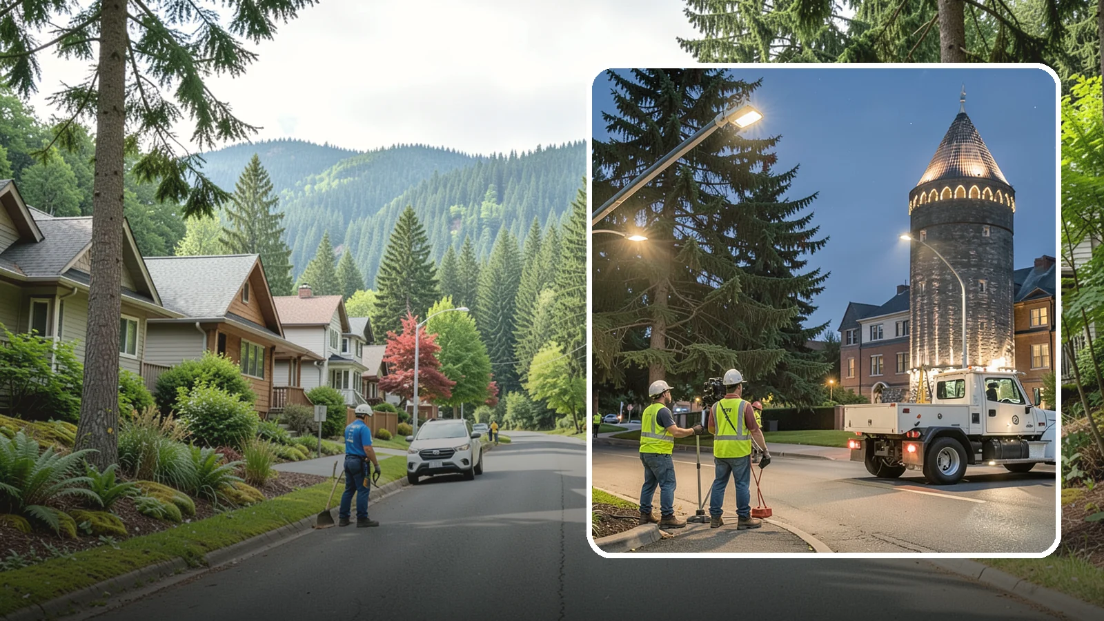 Accent Lighting in Darrington, Snohomish County, WA - Feature lighting that highlights municipal landmarks, monuments, and architectural elements.