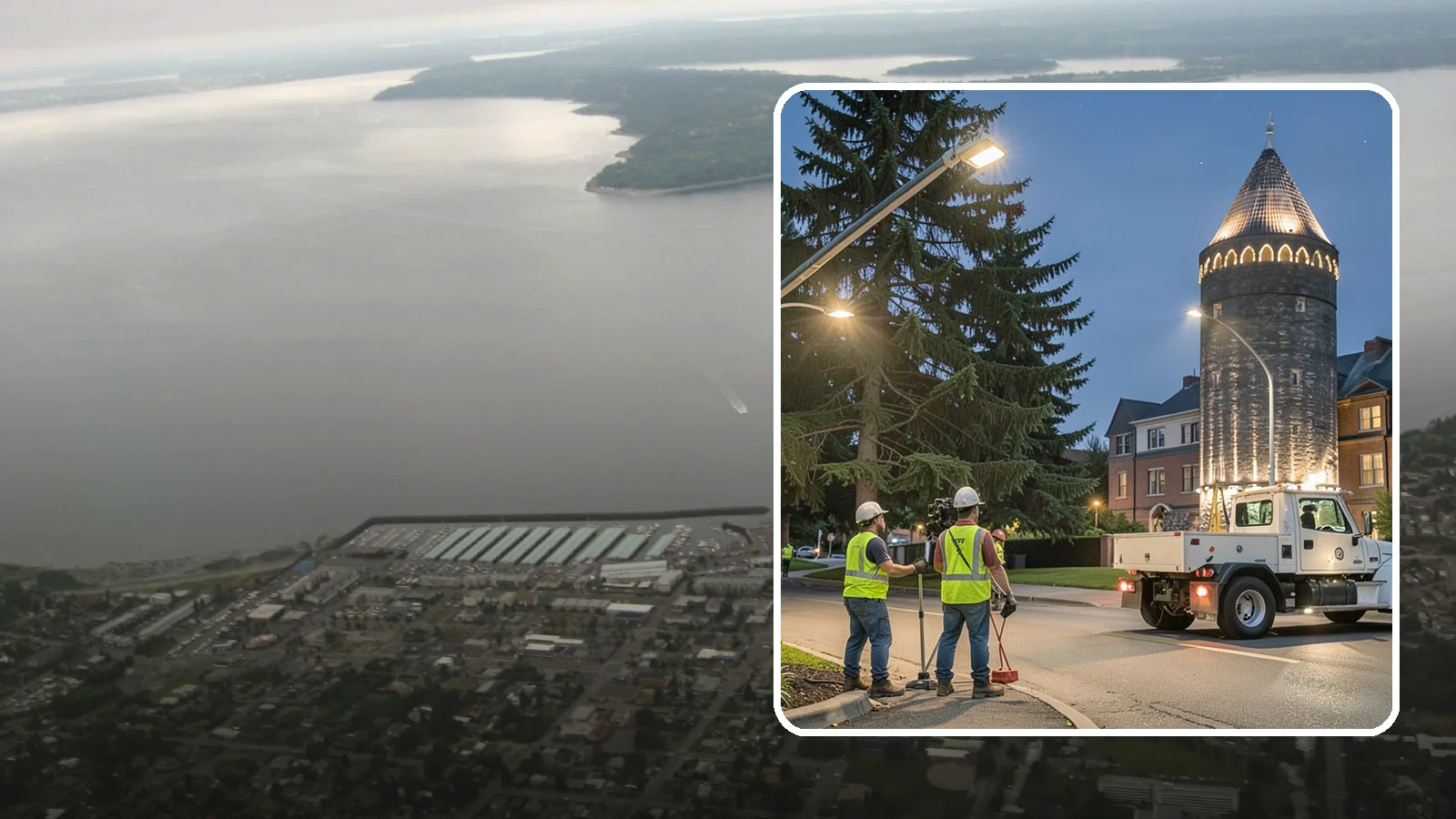 Accent Lighting in Des Moines, King County, WA - Feature lighting that highlights municipal landmarks, monuments, and architectural elements.