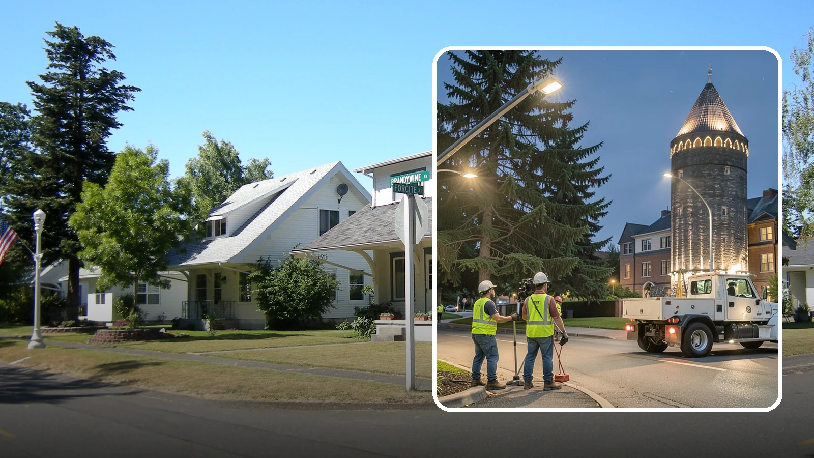 Accent Lighting in DuPont, Pierce County, WA - Feature lighting that highlights municipal landmarks, monuments, and architectural elements.