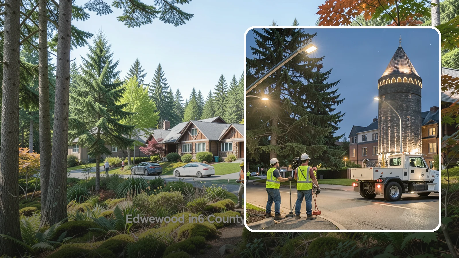 Accent Lighting in Edgewood, Pierce County, WA - Feature lighting that highlights municipal landmarks, monuments, and architectural elements.