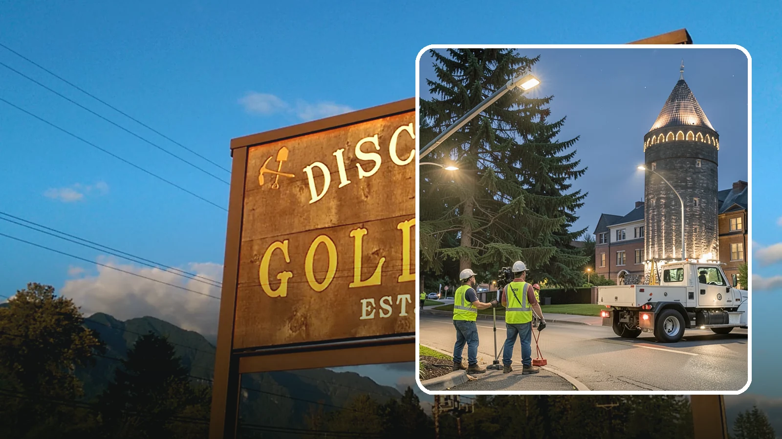 Accent Lighting in Gold Bar, Snohomish County, WA - Feature lighting that highlights municipal landmarks, monuments, and architectural elements.