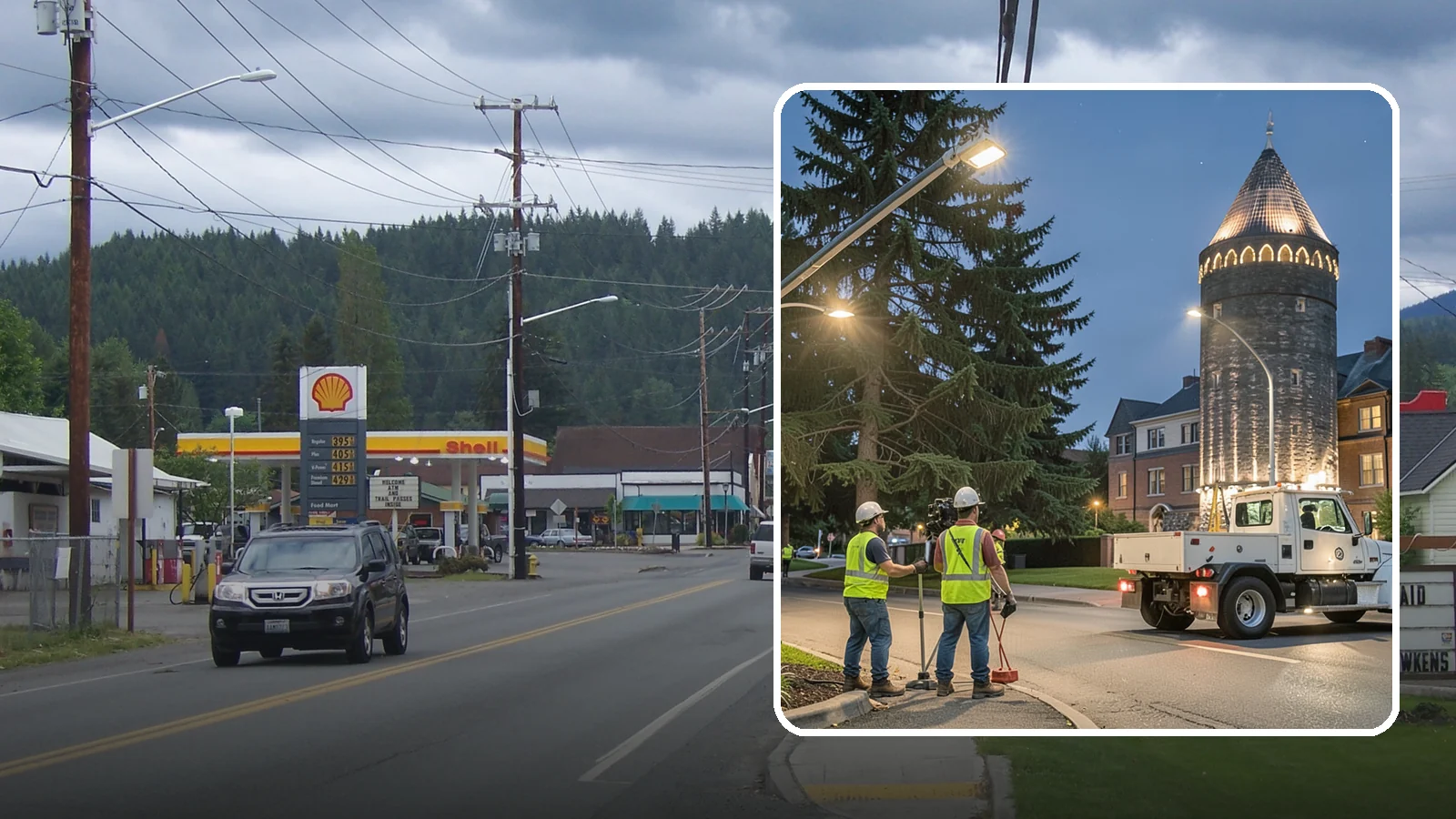 Accent Lighting in Granite Falls, Snohomish County, WA - Feature lighting that highlights municipal landmarks, monuments, and architectural elements.