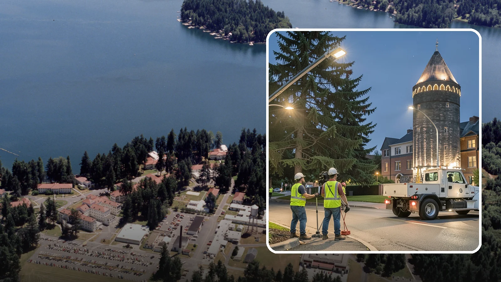 Accent Lighting in Lakewood, Pierce County, WA - Feature lighting that highlights municipal landmarks, monuments, and architectural elements.