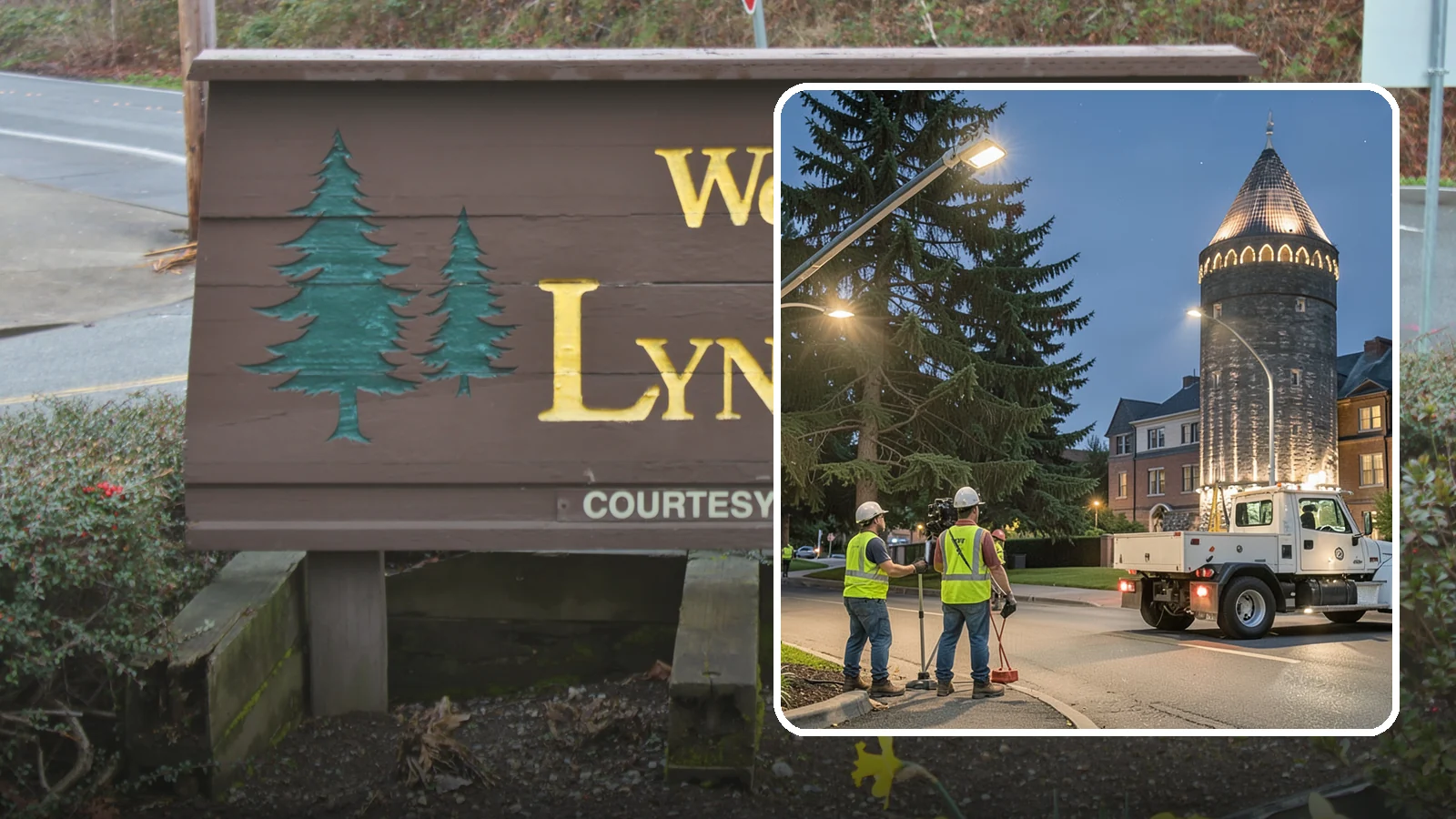 Accent Lighting in Lynnwood, Snohomish County, WA - Feature lighting that highlights municipal landmarks, monuments, and architectural elements.