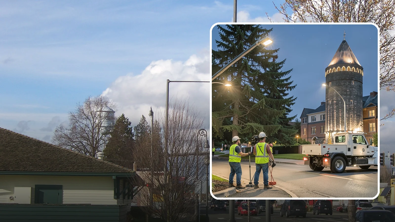Accent Lighting in Marysville, Snohomish County, WA - Feature lighting that highlights municipal landmarks, monuments, and architectural elements.