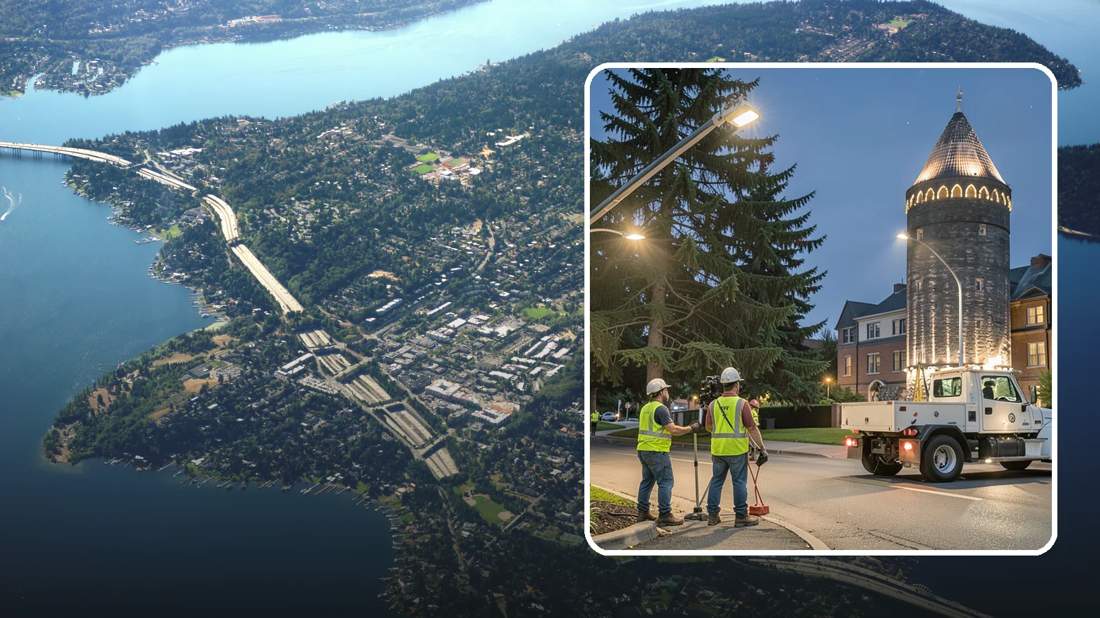 Accent Lighting in Mercer Island, King County, WA - Feature lighting that highlights municipal landmarks, monuments, and architectural elements.