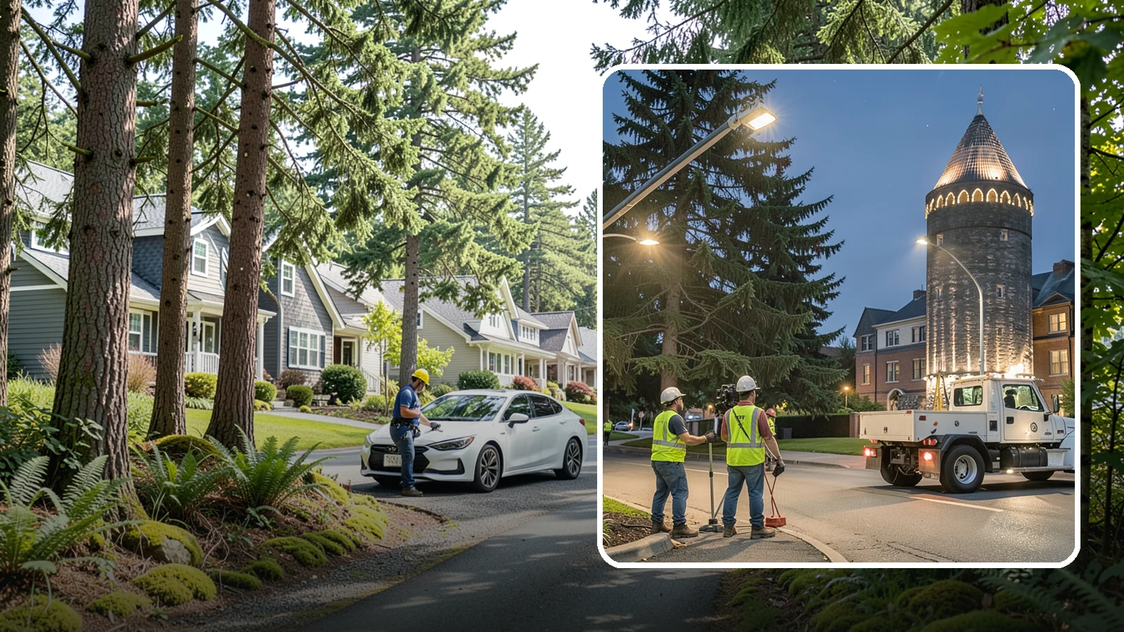 Accent Lighting in Normandy Park, King County, WA - Feature lighting that highlights municipal landmarks, monuments, and architectural elements.