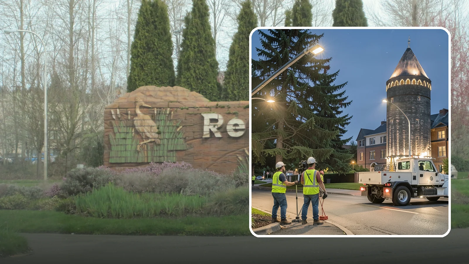 Accent Lighting in Renton, King County, WA - Feature lighting that highlights municipal landmarks, monuments, and architectural elements.