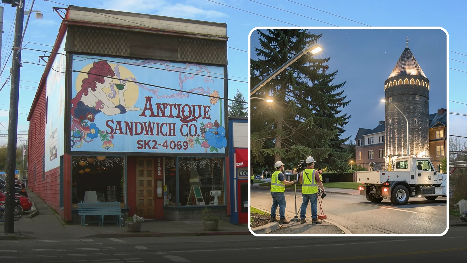 Accent Lighting in Ruston, Pierce County, WA - Feature lighting that highlights municipal landmarks, monuments, and architectural elements.