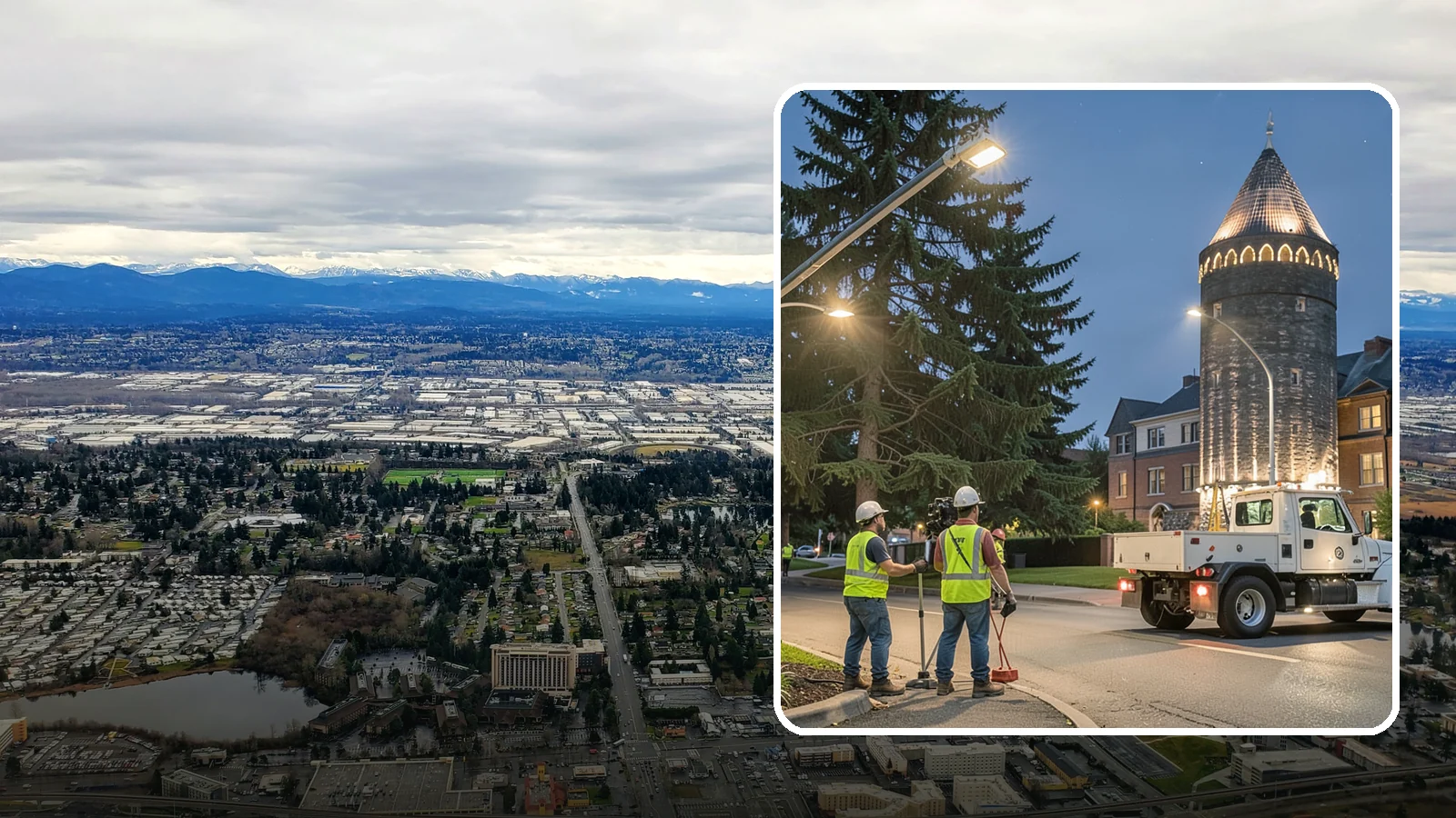 Accent Lighting in SeaTac, King County, WA - Feature lighting that highlights municipal landmarks, monuments, and architectural elements.