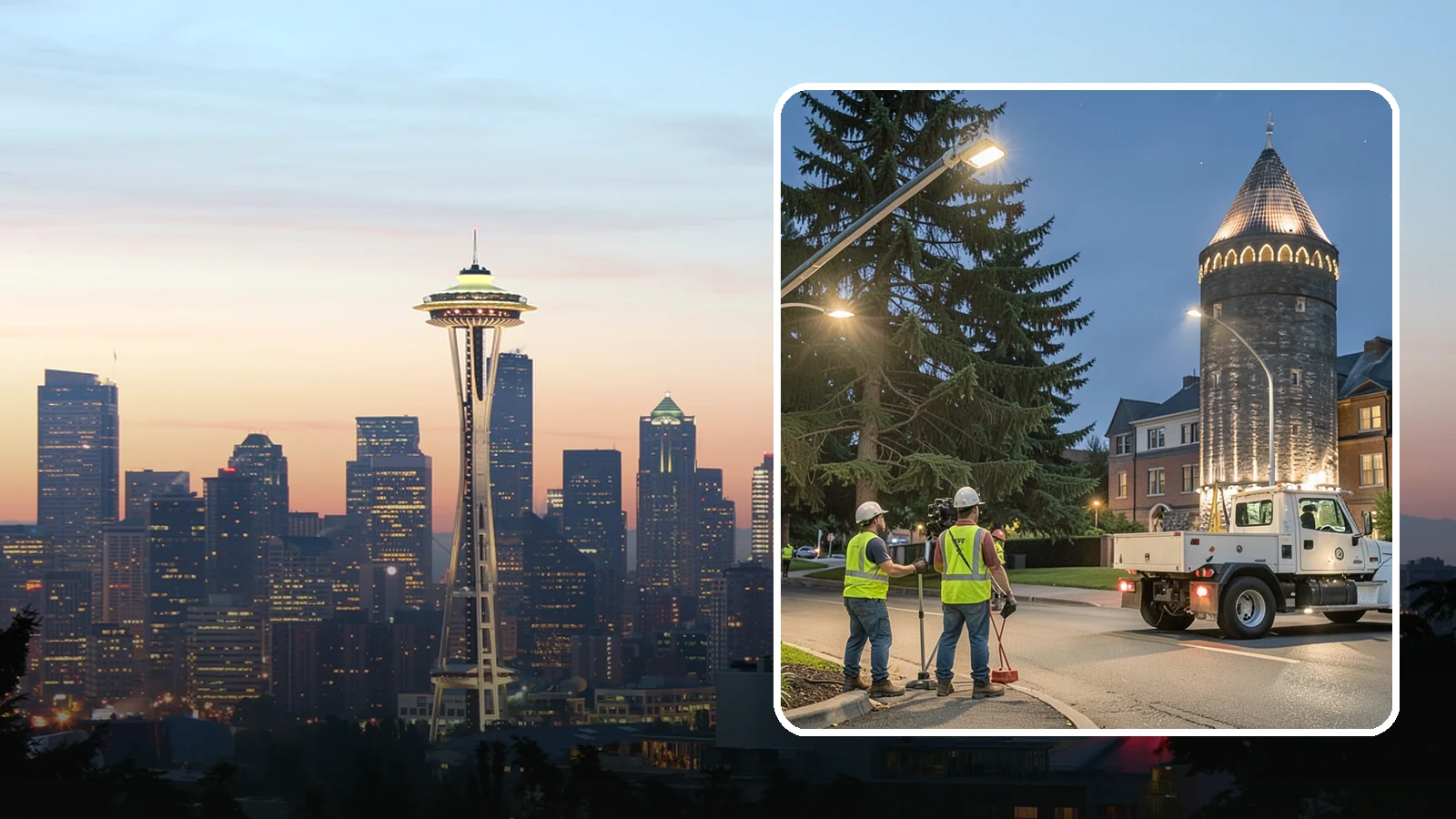 Accent Lighting in Seattle, King County, WA - Feature lighting that highlights municipal landmarks, monuments, and architectural elements.