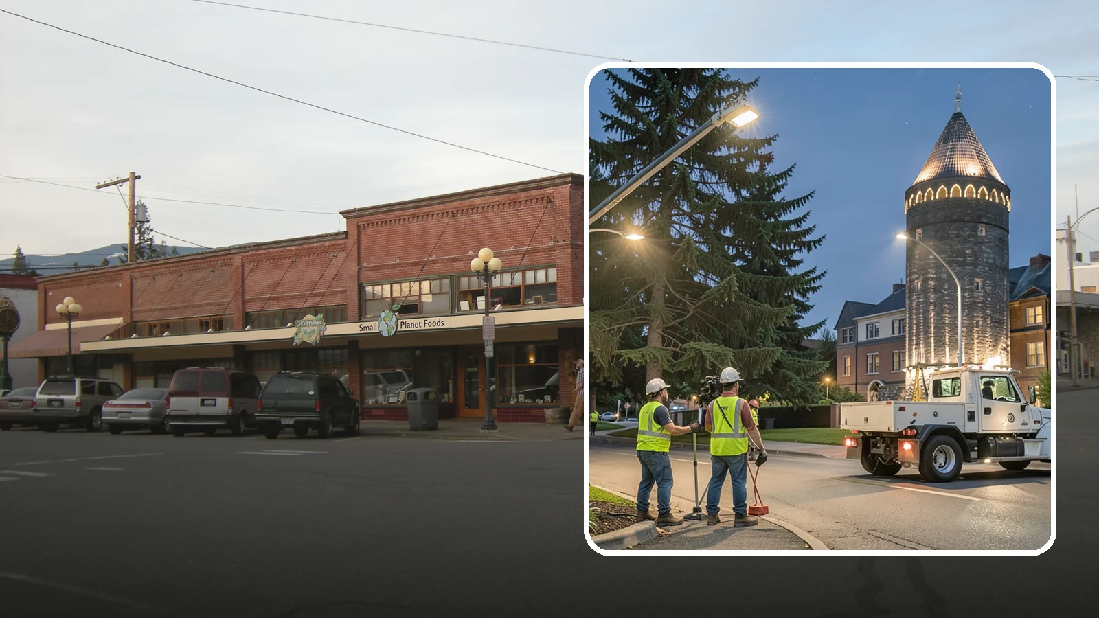 Accent Lighting in Sedro-Woolley, Skagit County, WA - Feature lighting that highlights municipal landmarks, monuments, and architectural elements.