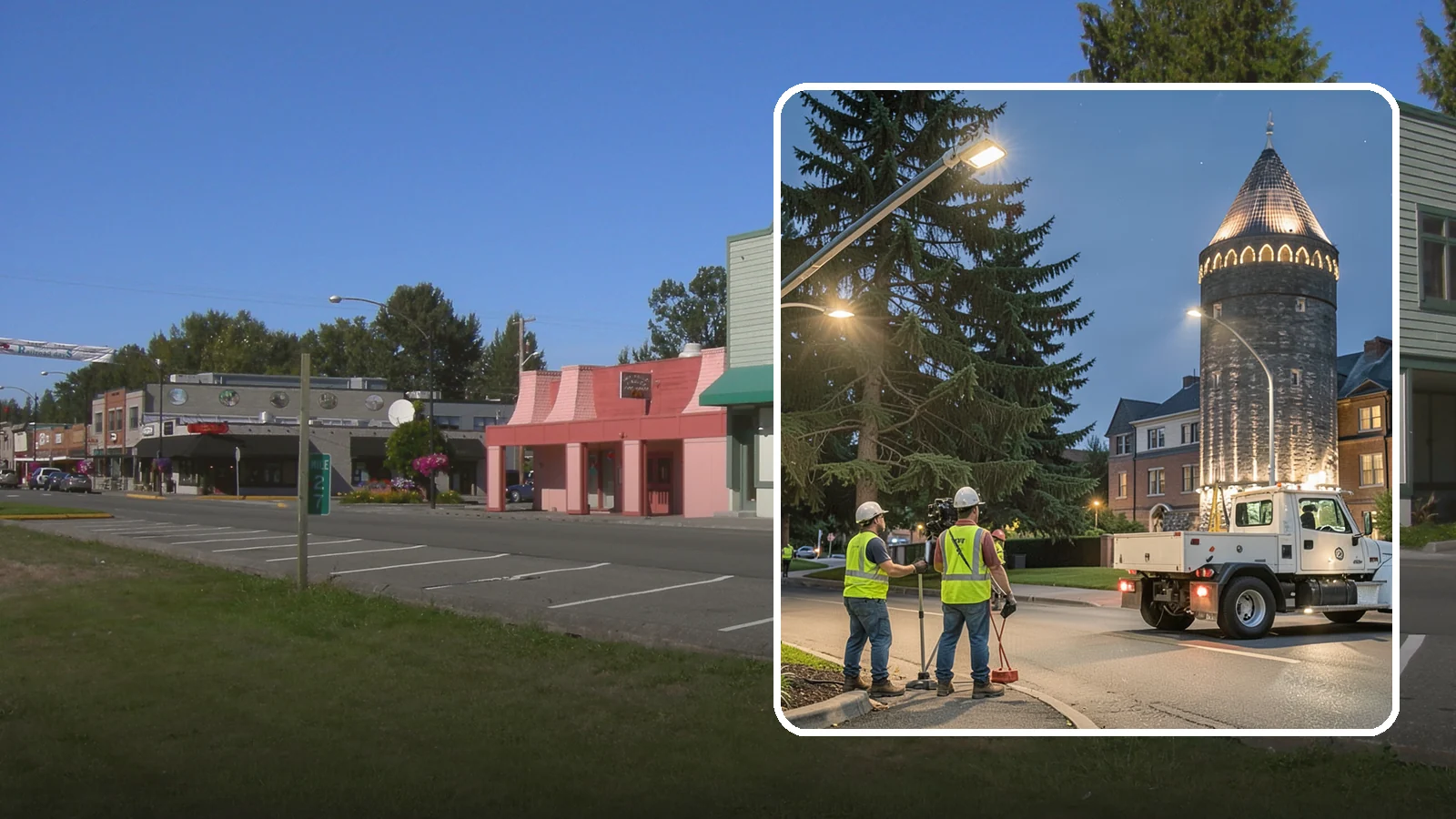 Accent Lighting in Snoqualmie, King County, WA - Feature lighting that highlights municipal landmarks, monuments, and architectural elements.