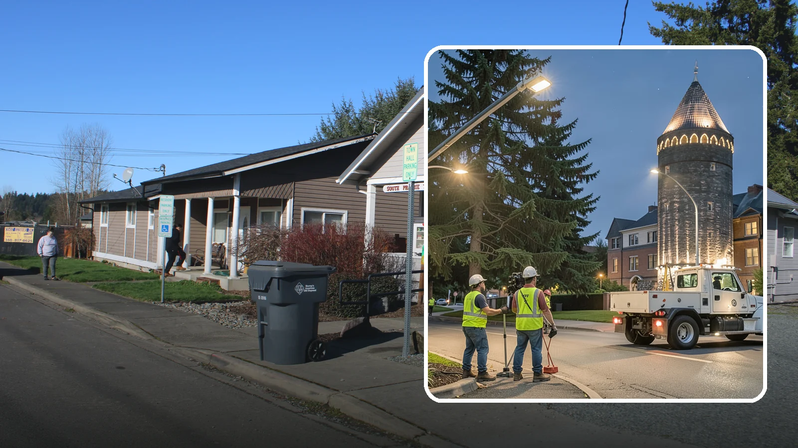 Accent Lighting in South Prairie, Pierce County, WA - Feature lighting that highlights municipal landmarks, monuments, and architectural elements.