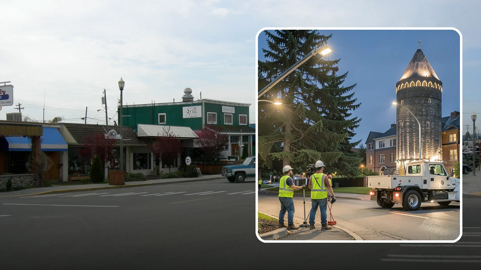 Accent Lighting in Stanwood, Snohomish County, WA - Feature lighting that highlights municipal landmarks, monuments, and architectural elements.