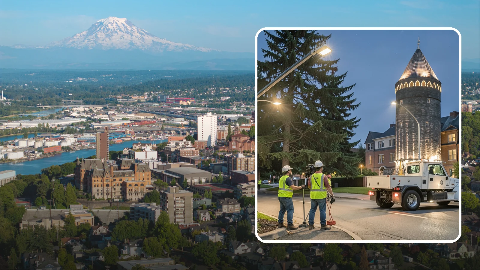 Accent Lighting in Tacoma, Pierce County, WA - Feature lighting that highlights municipal landmarks, monuments, and architectural elements.