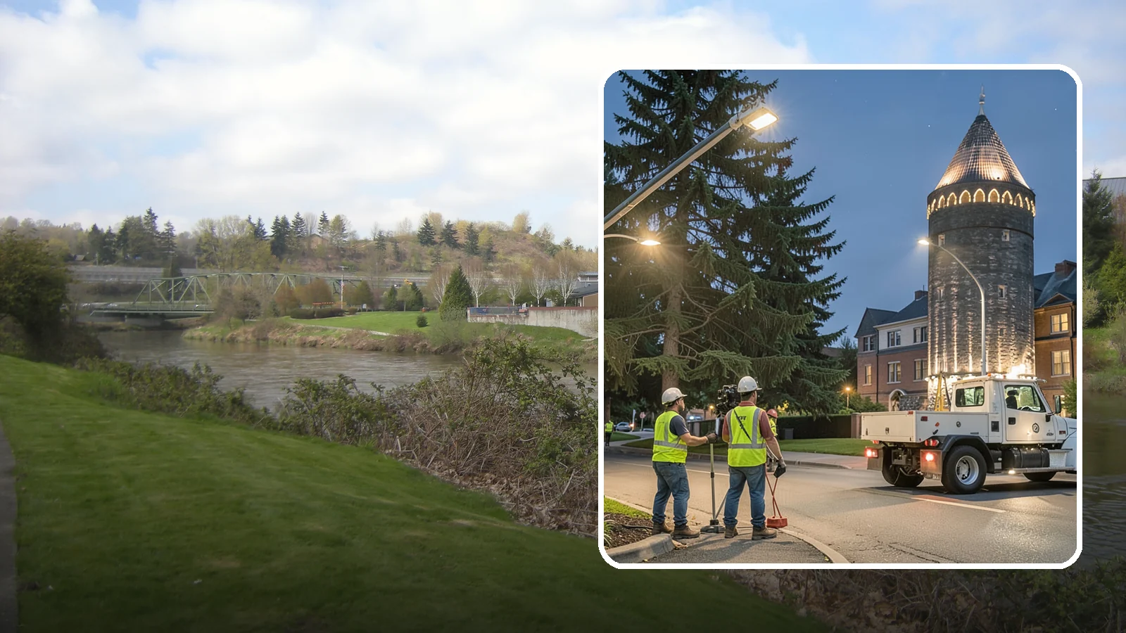Accent Lighting in Tukwila, King County, WA - Feature lighting that highlights municipal landmarks, monuments, and architectural elements.
