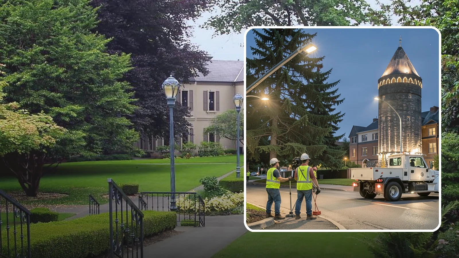Accent Lighting in Woodinville, King County, WA - Feature lighting that highlights municipal landmarks, monuments, and architectural elements.