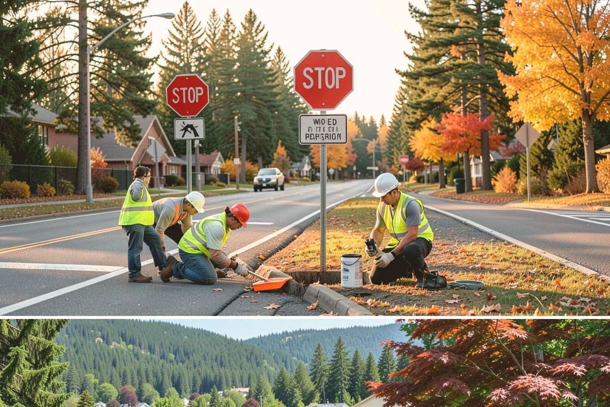 ADA Ramp Improvements in Index, Snohomish County, WA - Ramp construction is scheduled in the dry summer season for reliable concrete curing before adjacent gutters carry winter runoff.