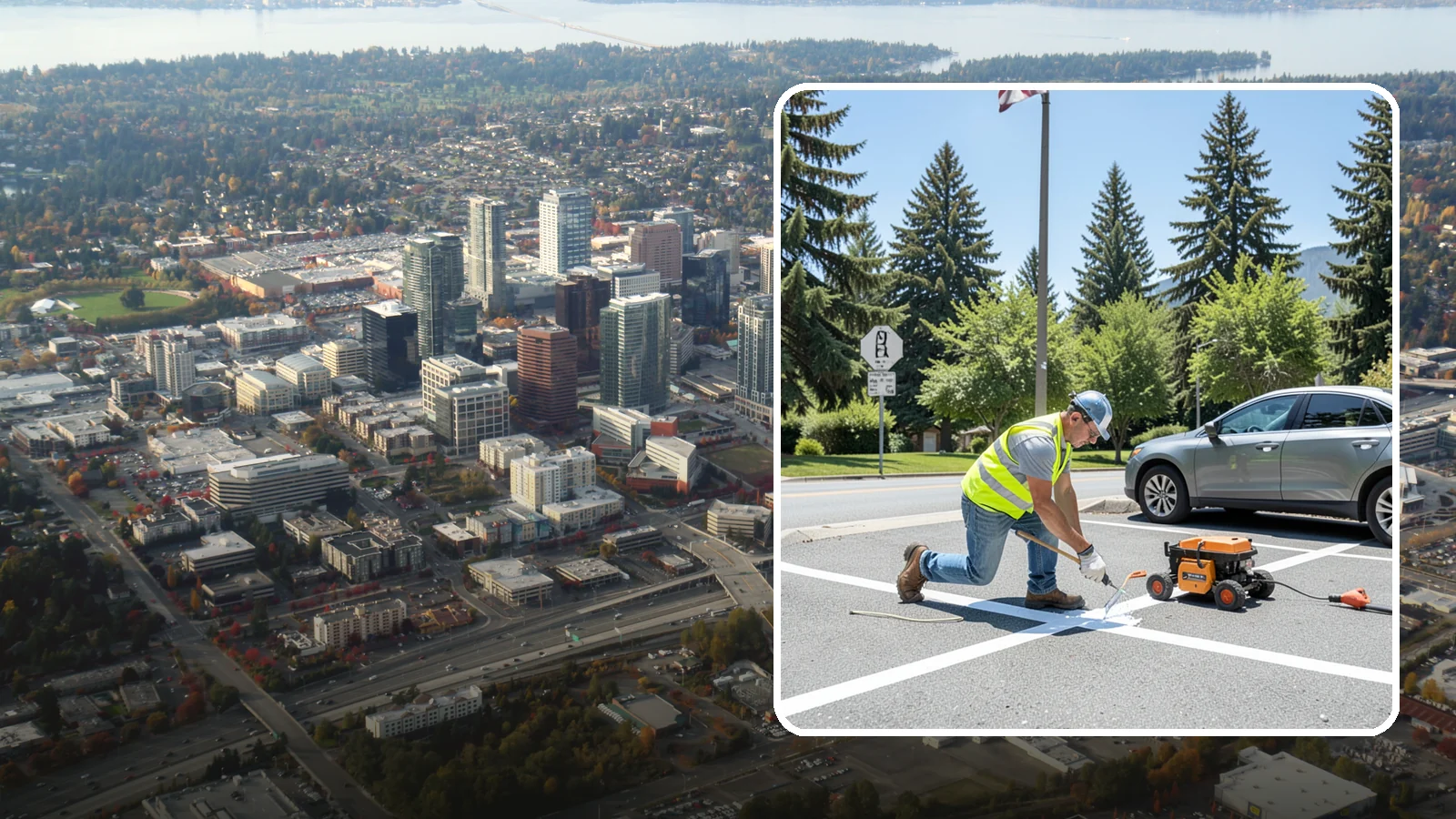 ADA Stall Striping in Bellevue, King County, WA - ADA stall striping brings accessible parking into compliance with layout, signage, and markings.