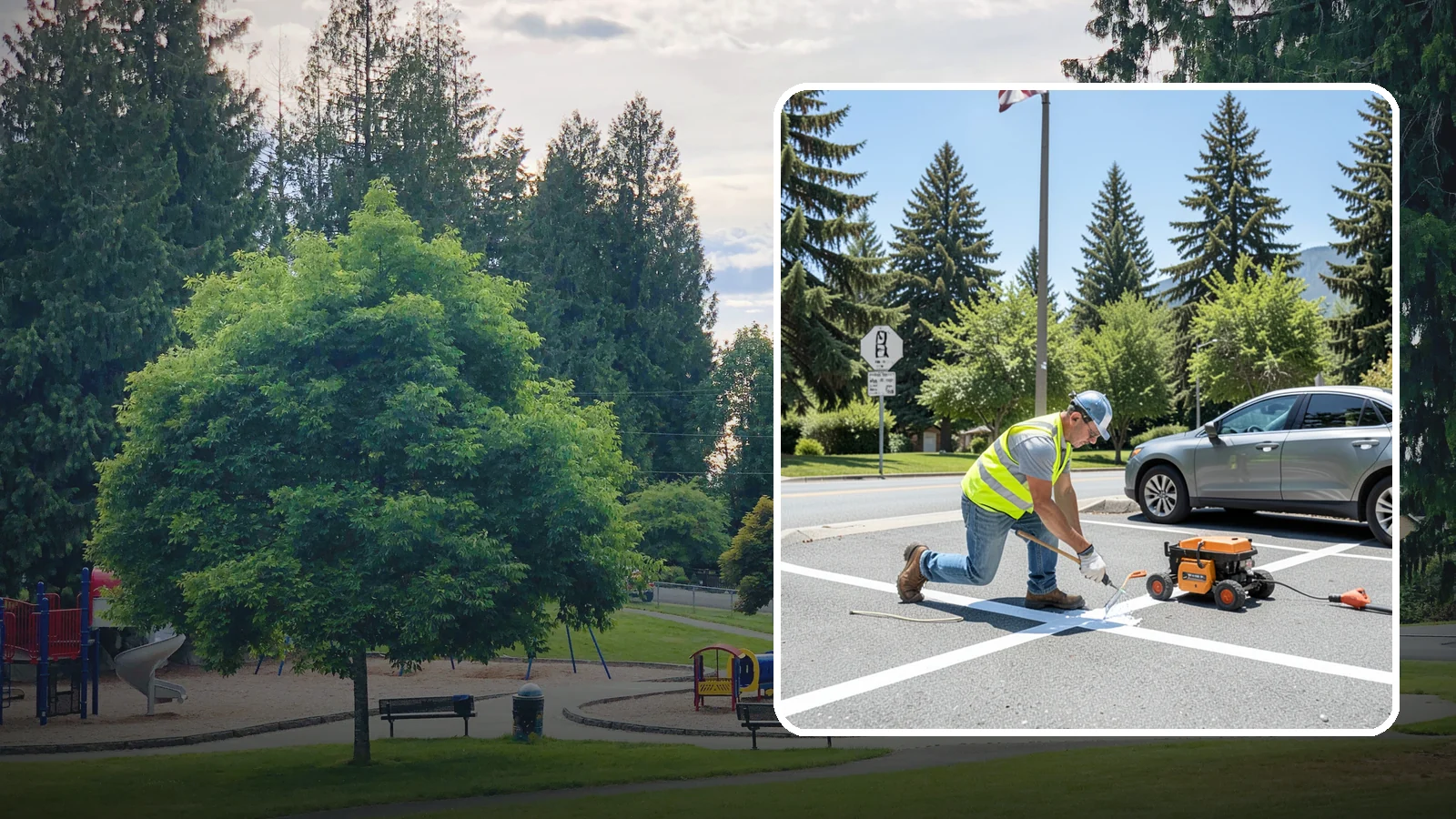 ADA Stall Striping in Bonney Lake, Pierce County, WA - ADA stall striping brings accessible parking into compliance with layout, signage, and markings.