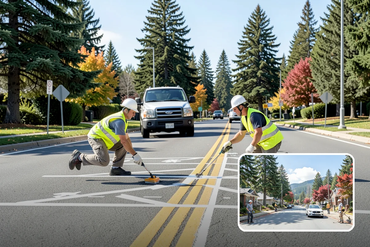 ADA Stall Striping in Hunts Point, King County, WA - Accessible stalls compliant with ADA and state code