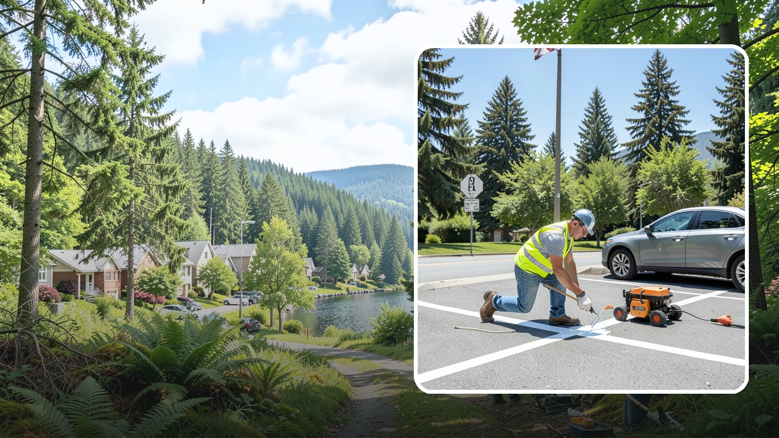 ADA Stall Striping in Lake Forest Park, King County, WA - ADA stall striping brings accessible parking into compliance with layout, signage, and markings.