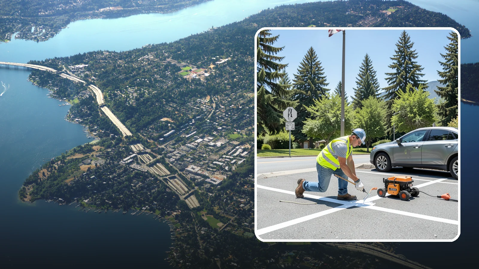 ADA Stall Striping in Mercer Island, King County, WA - ADA stall striping brings accessible parking into compliance with layout, signage, and markings.