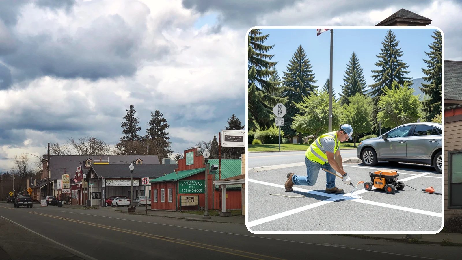 ADA Stall Striping in Roy, Pierce County, WA - ADA stall striping brings accessible parking into compliance with layout, signage, and markings.