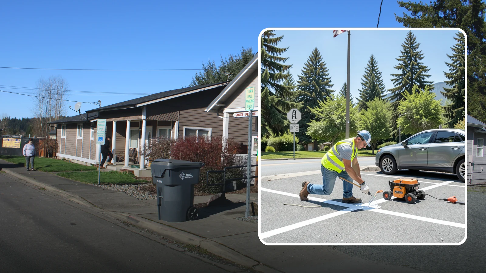 ADA Stall Striping in South Prairie, Pierce County, WA - ADA stall striping brings accessible parking into compliance with layout, signage, and markings.