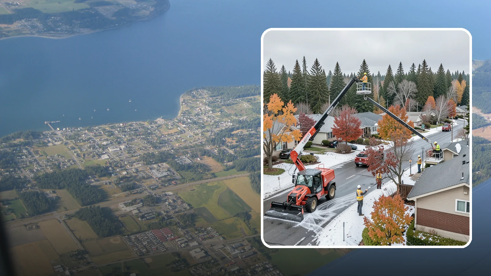 Aerial Lift Services in Coupeville, Island County, WA - Certified bucket-truck and aerial lift crews for elevated work on trees, lights, and structures.
