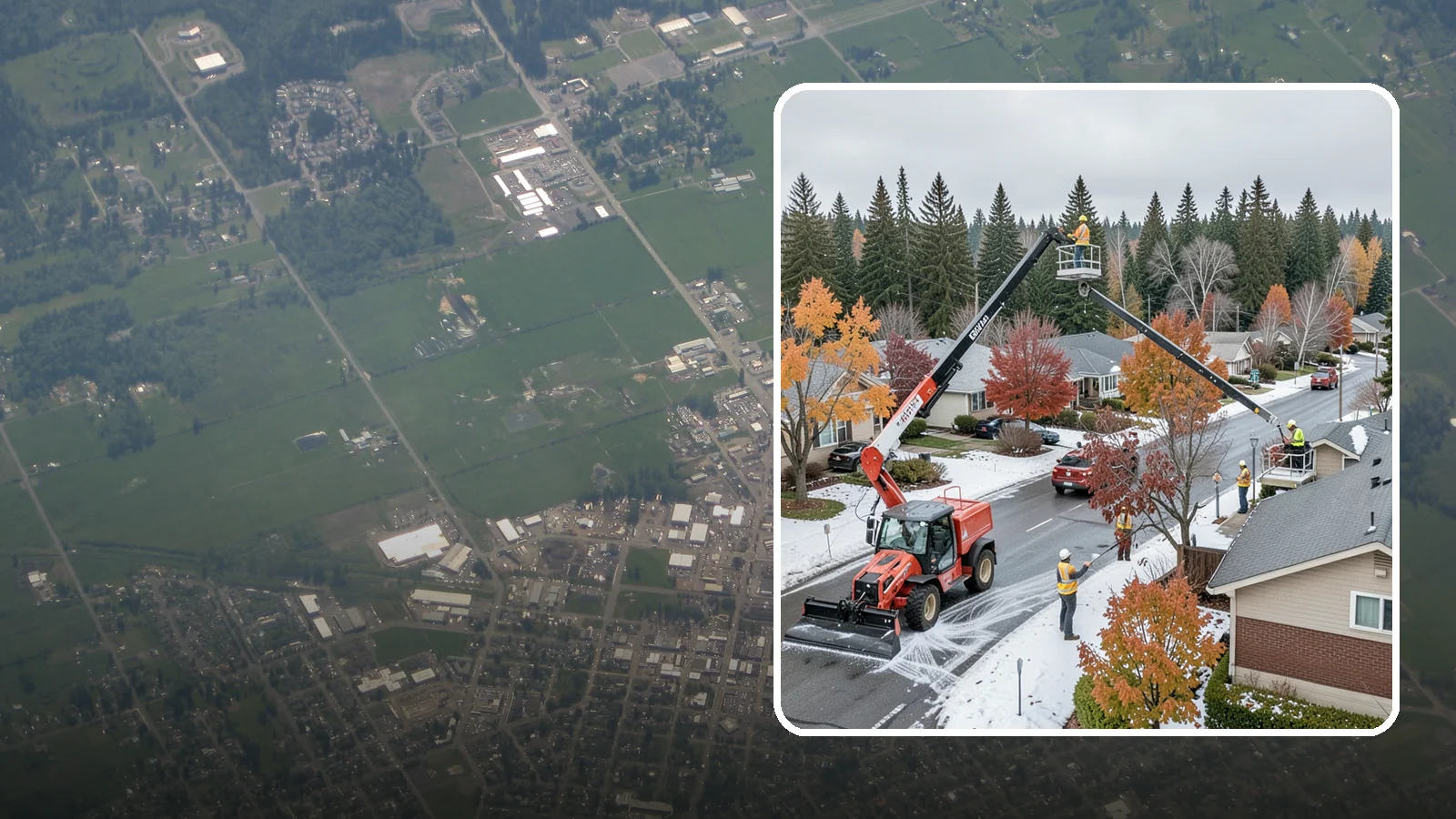 Aerial Lift Services in Enumclaw, King County, WA - Certified bucket-truck and aerial lift crews for elevated work on trees, lights, and structures.