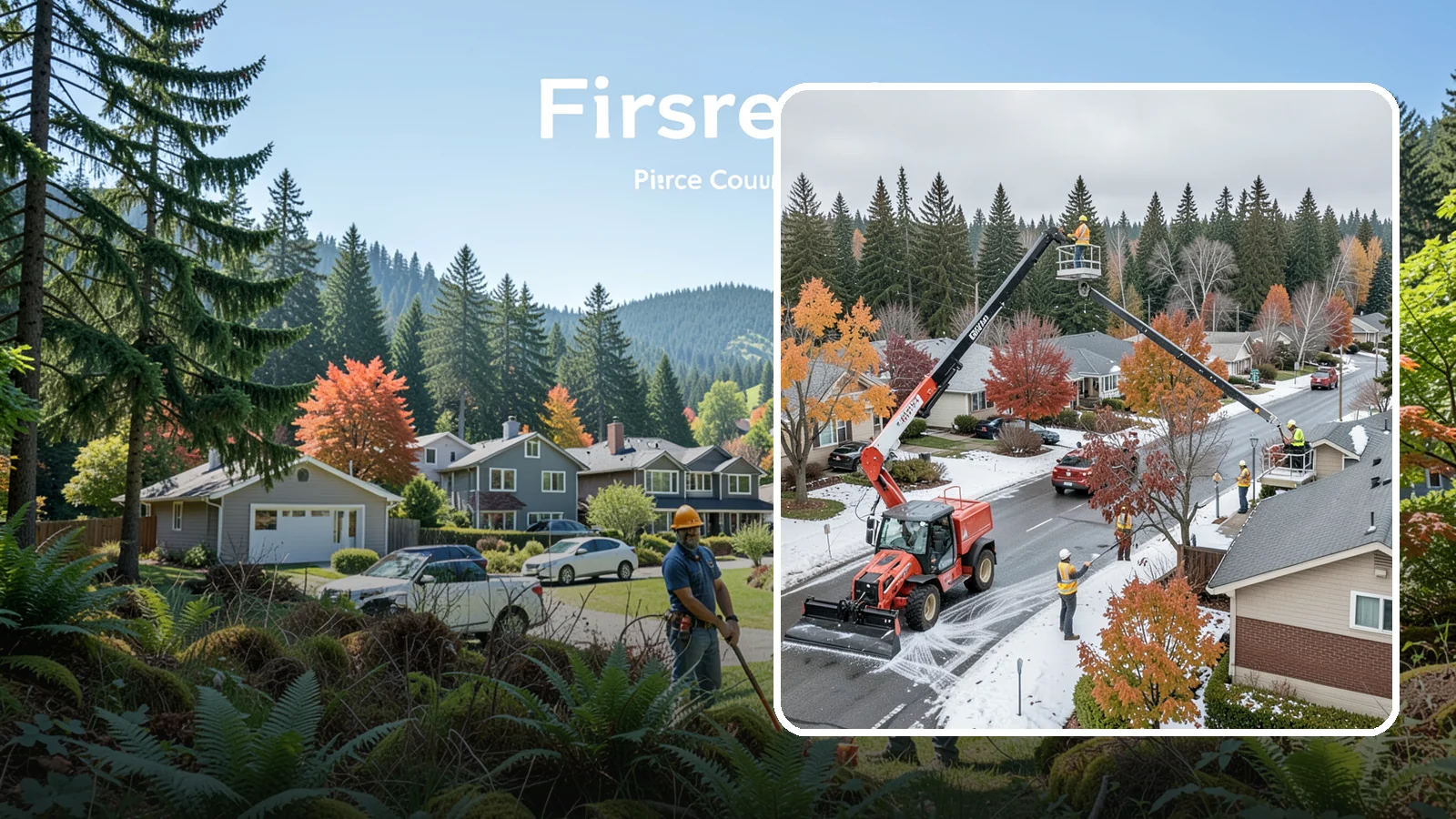 Aerial Lift Services in Fircrest, Pierce County, WA - Certified bucket-truck and aerial lift crews for elevated work on trees, lights, and structures.