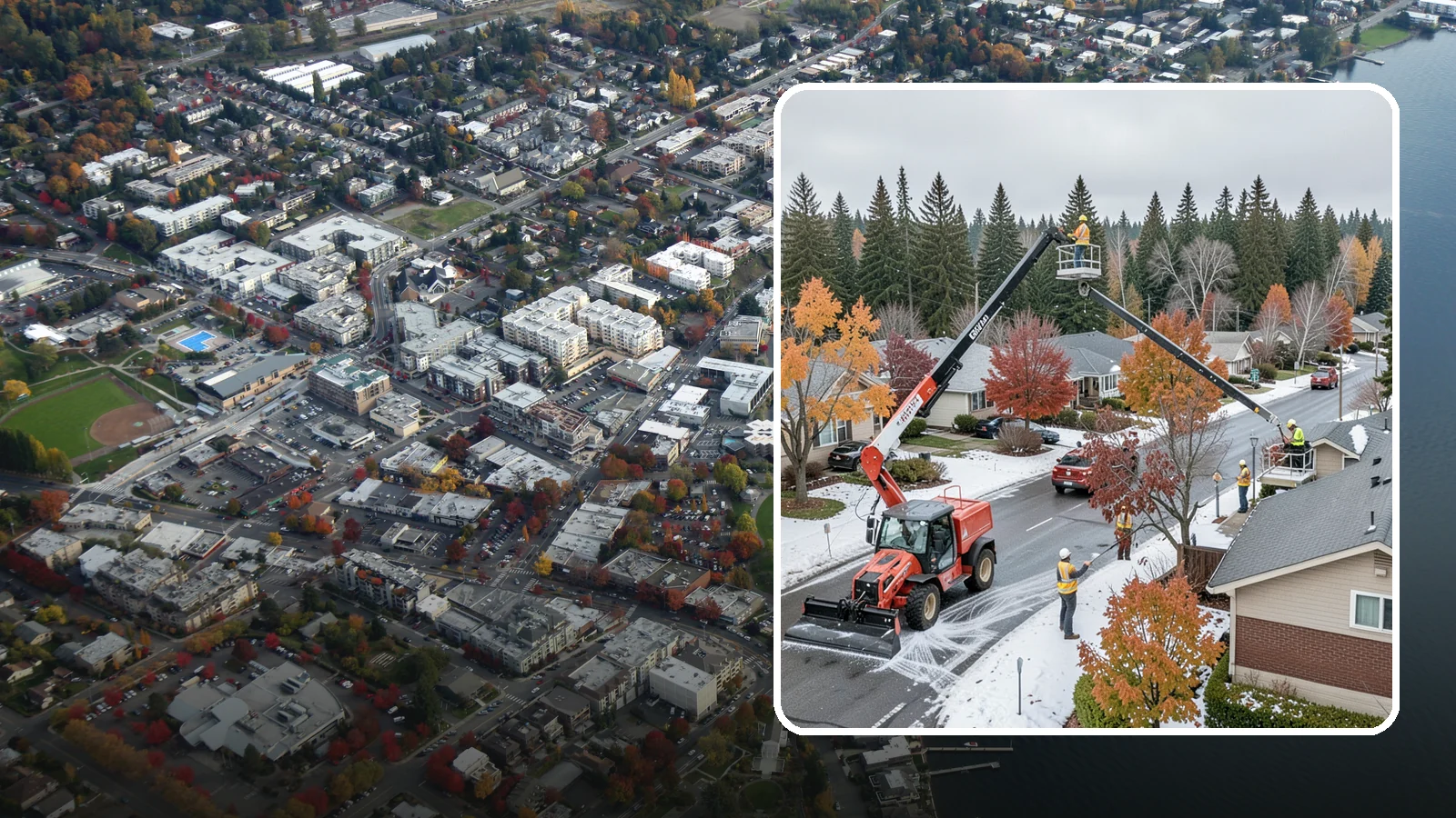 Aerial Lift Services in Kirkland, King County, WA - Certified bucket-truck and aerial lift crews for elevated work on trees, lights, and structures.