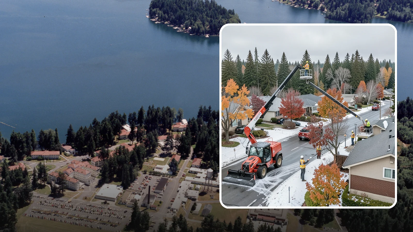 Aerial Lift Services in Lakewood, Pierce County, WA - Certified bucket-truck and aerial lift crews for elevated work on trees, lights, and structures.