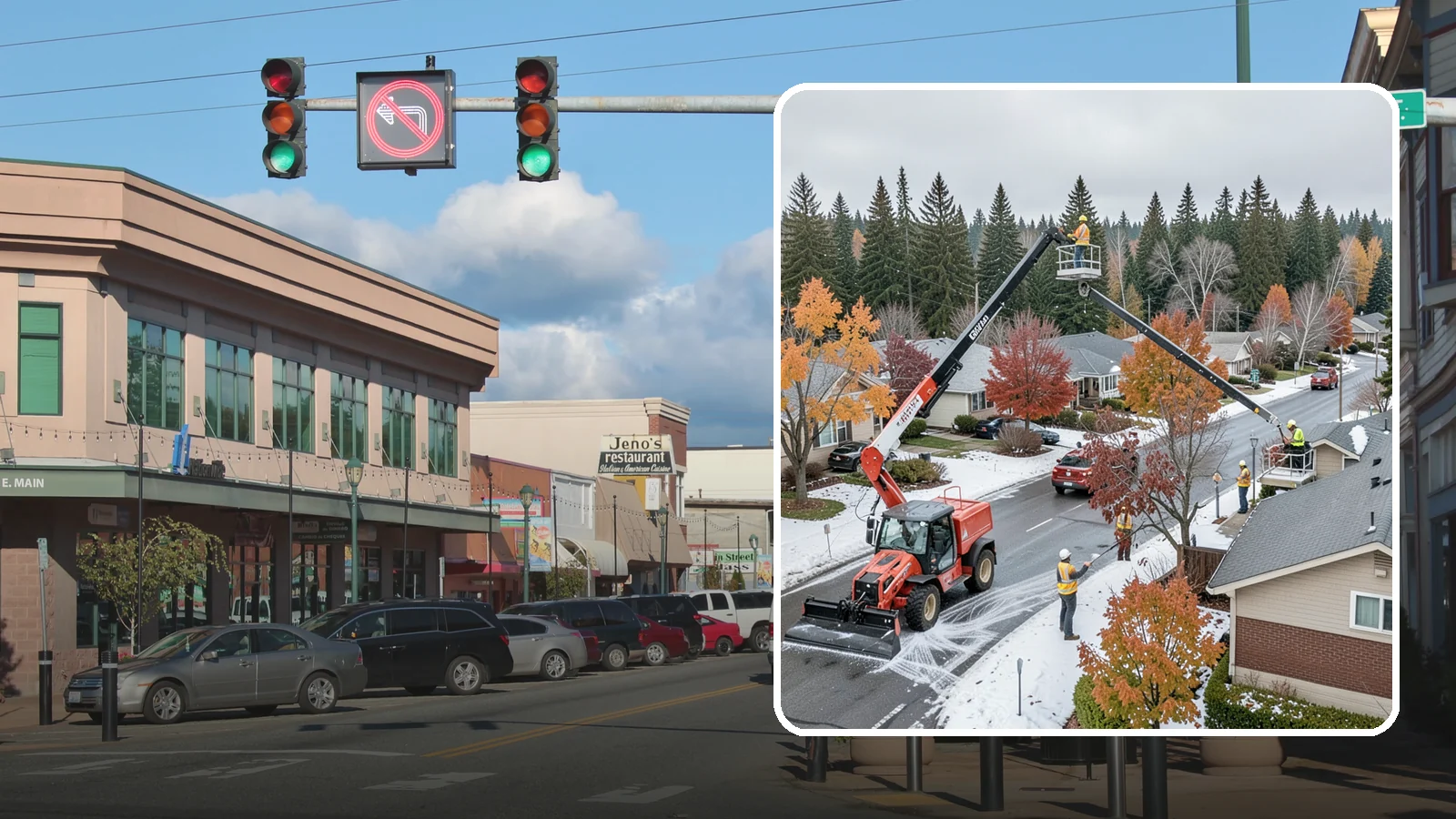 Aerial Lift Services in Monroe, Snohomish County, WA - Certified bucket-truck and aerial lift crews for elevated work on trees, lights, and structures.