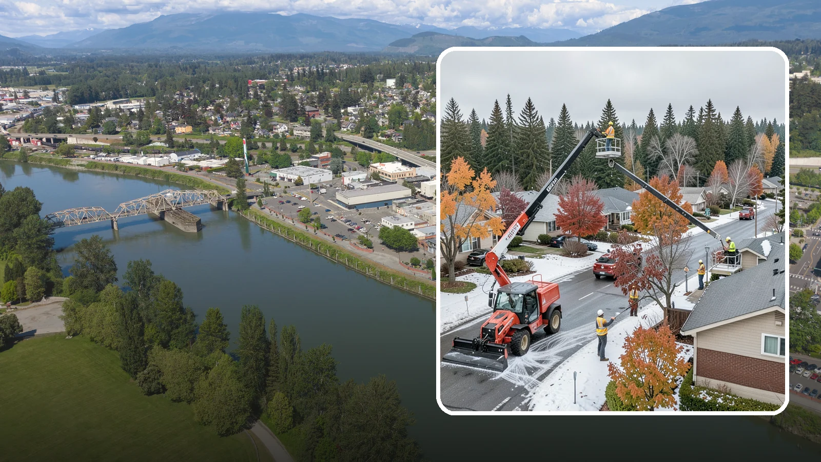 Aerial Lift Services in Mount Vernon, Skagit County, WA - Certified bucket-truck and aerial lift crews for elevated work on trees, lights, and structures.