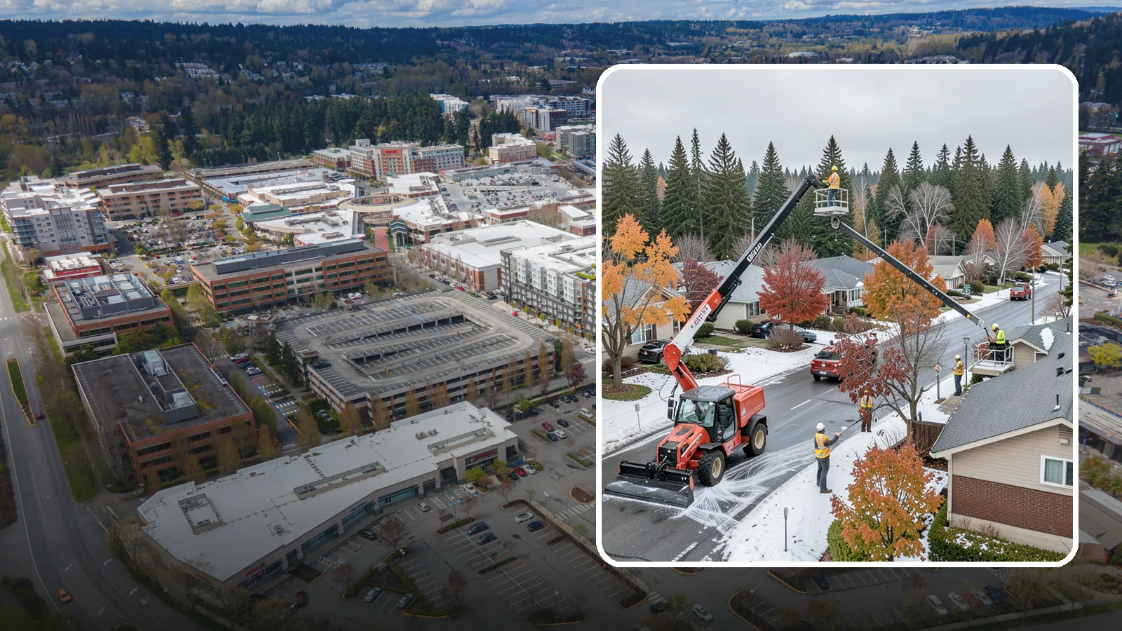 Aerial Lift Services in Redmond, King County, WA - Certified bucket-truck and aerial lift crews for elevated work on trees, lights, and structures.