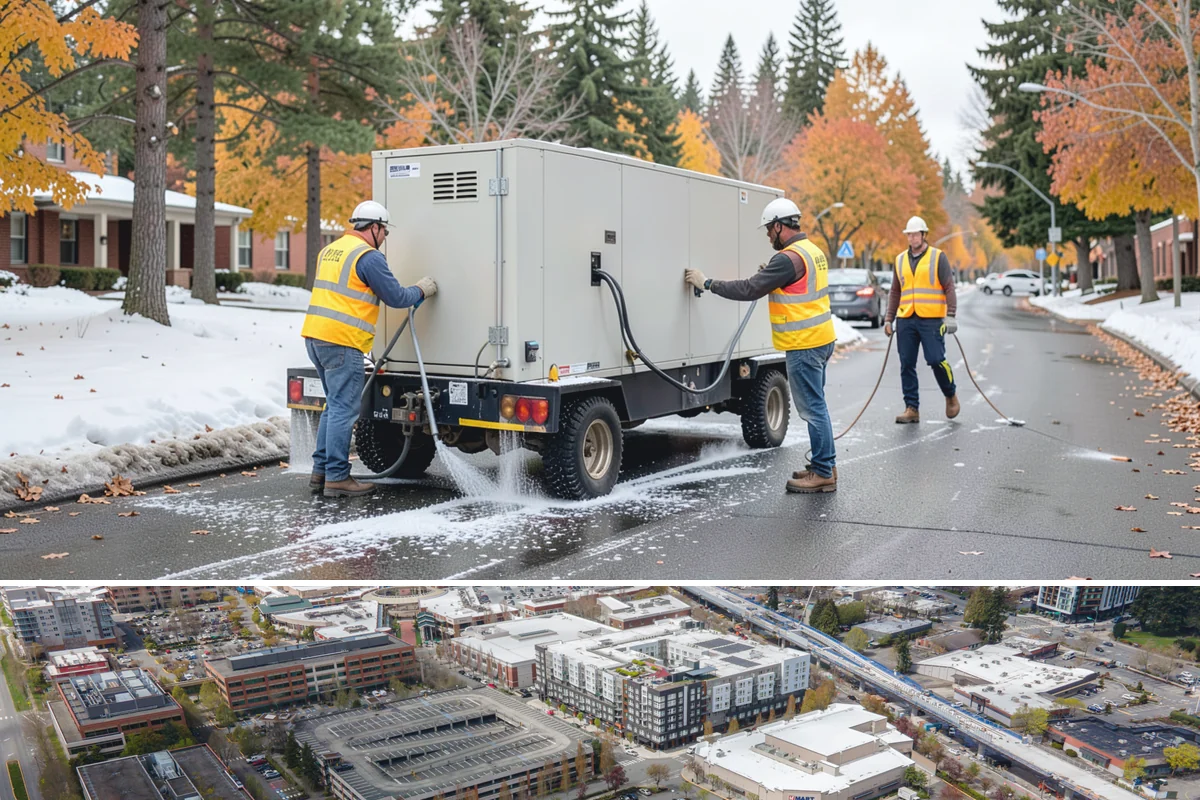 Aerial Lift Services in Redmond, King County, WA - Elevated tree and lighting work is scheduled around wind conditions, which limit safe lift operation during storms.