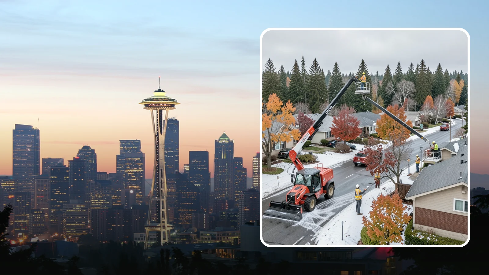 Aerial Lift Services in Seattle, King County, WA - Certified bucket-truck and aerial lift crews for elevated work on trees, lights, and structures.