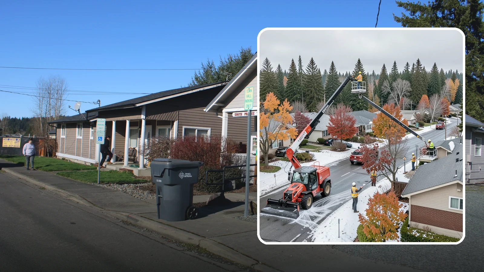 Aerial Lift Services in South Prairie, Pierce County, WA - Certified bucket-truck and aerial lift crews for elevated work on trees, lights, and structures.