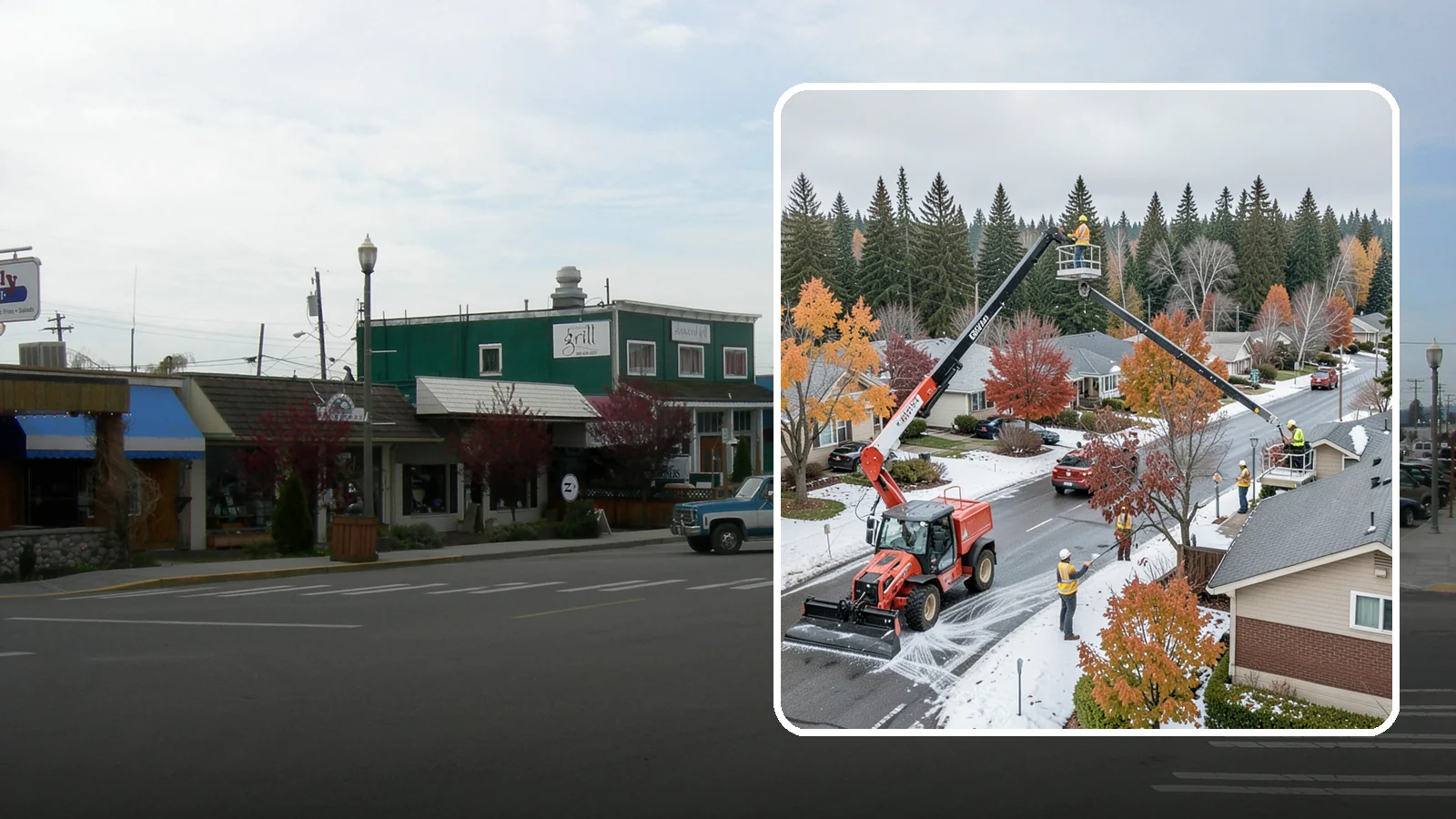Aerial Lift Services in Stanwood, Snohomish County, WA - Certified bucket-truck and aerial lift crews for elevated work on trees, lights, and structures.