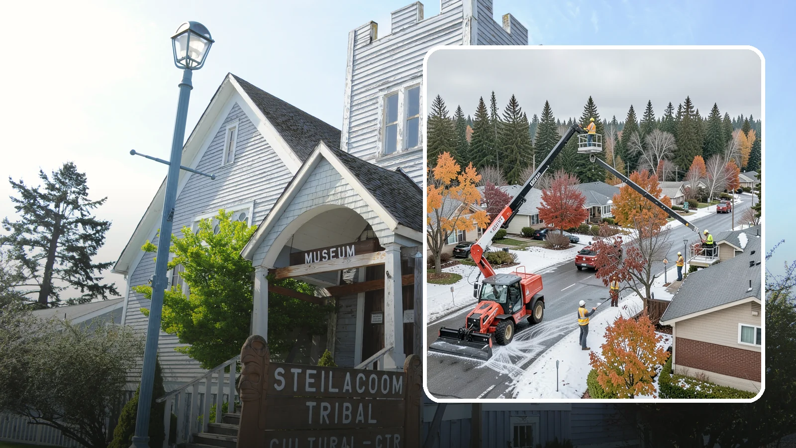 Aerial Lift Services in Steilacoom, Pierce County, WA - Certified bucket-truck and aerial lift crews for elevated work on trees, lights, and structures.