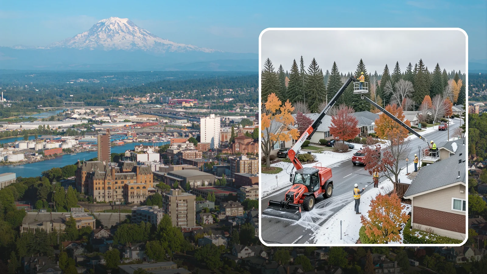 Aerial Lift Services in Tacoma, Pierce County, WA - Certified bucket-truck and aerial lift crews for elevated work on trees, lights, and structures.