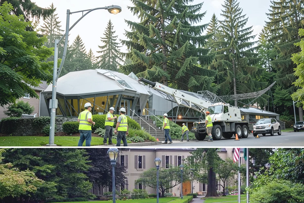 Aerial Lift Services in Woodinville, King County, WA - Elevated tree and lighting work is scheduled around wind conditions, which limit safe lift operation during storms.